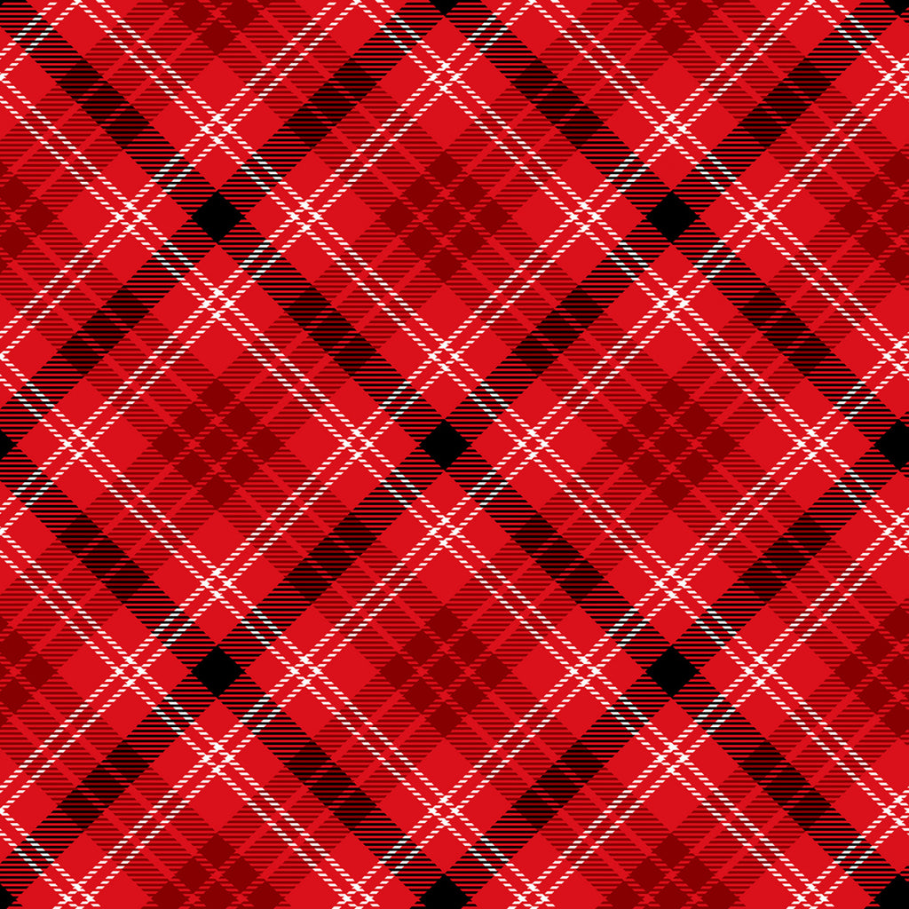 Snow Crew  Barb Tourtillotte Collection Henry Glass  Red Bias Plaid  Red  Black  White