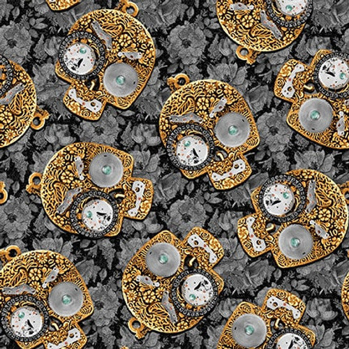 Steampunk skulls 3017-95 Time Travel by blank quilting