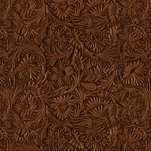 Cowboy Culture Blank Fabrics  Urban Essence Designs  Tooled Leather Brown 