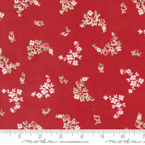 Grand Haven  Minnick & Simpson  Moda  Grand Haven Cherry  Floral Clusters Red Pink Green Cream
