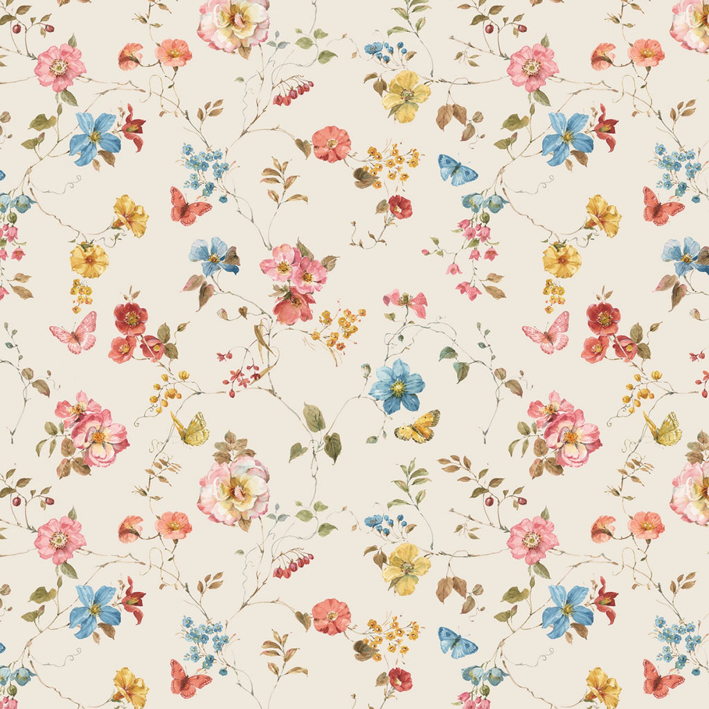 Countryside  Riley Blake Designs Lisa Audit Countryside Floral Sand  Pink Yellow Blue Cream Green