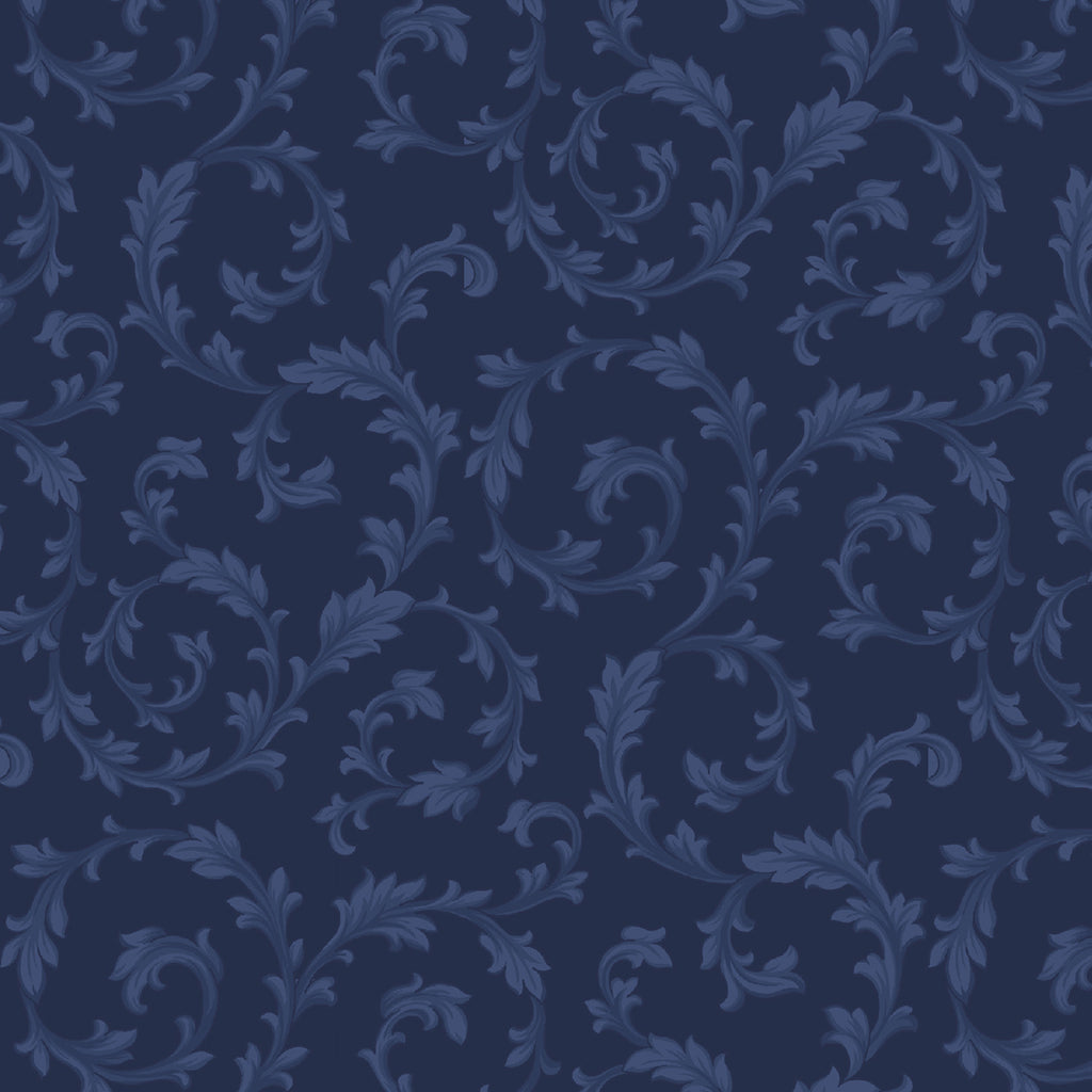 Midnight Meadow Smithsonian  Institution Collection Marcus Fabrics  108"  Wide Backing  Navy Swirl