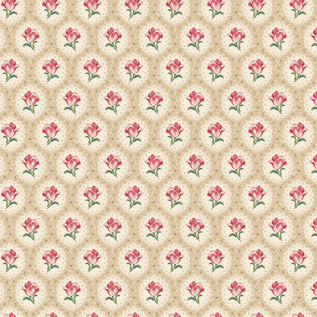 Midnight Meadow  Smithsonian Institution Collection Marcus Fabrics  Tan Cameo    Pink  Green  Tan