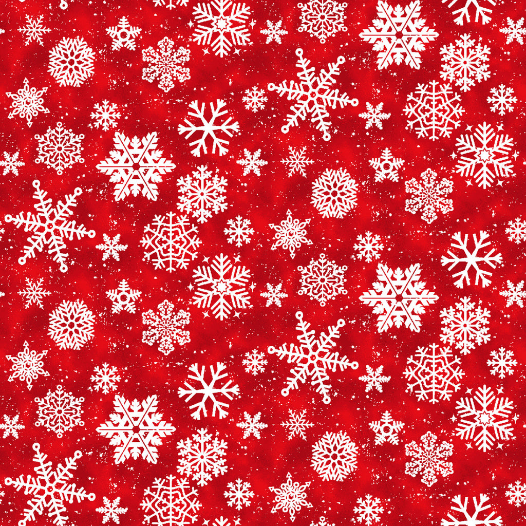 Snow Crew  Barb Tourtillotte Collection Henry Glass  Red Snowflakes  Red   White