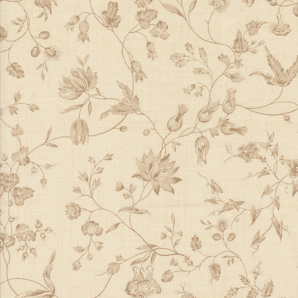 Sacre Bleu -Pearl   - Moda - French General - Pivoine Florals Vines - Reproduction - Natural 