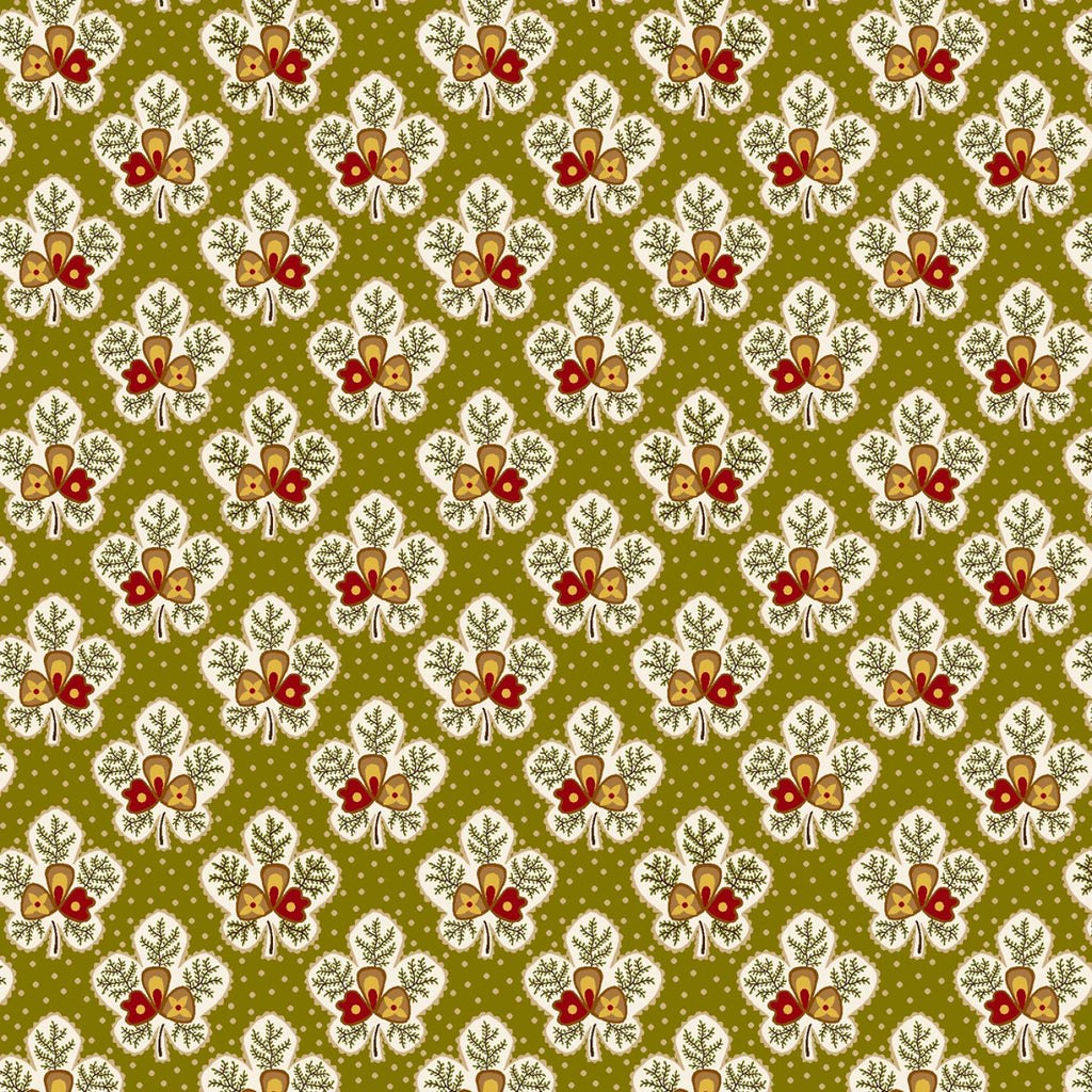 Love Struck - Henry Glass - Kim Diehl - Green Leafy Blossoms - Green - Gold - Red - White