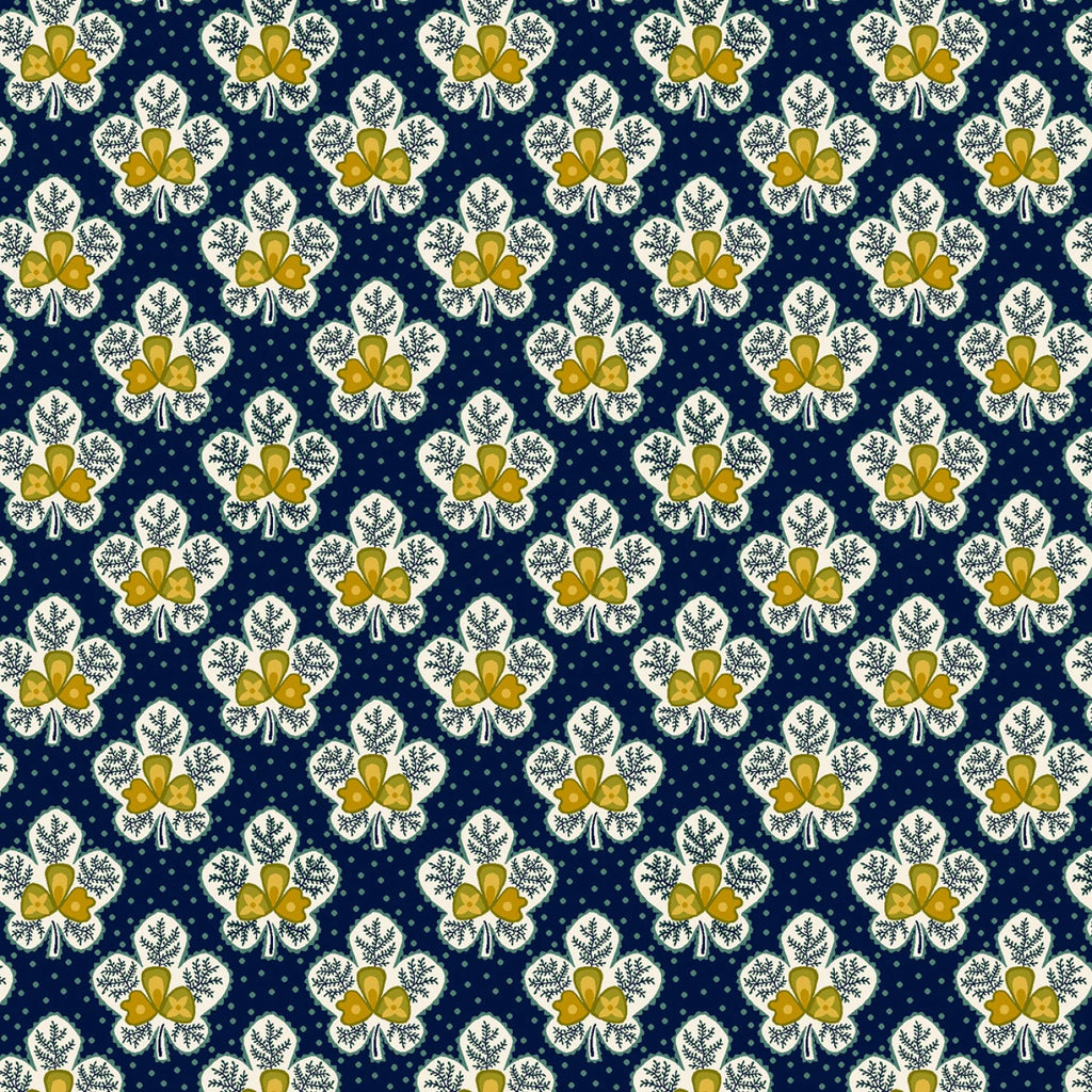 Love Struck - Henry Glass - Kim Diehl - Navy Leafy Blossoms - Navy - Gold - Tan