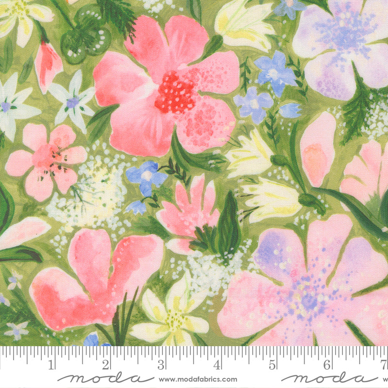 Sweet Cecily - Stem - 24640 13 - Moda - Janet Clare - floral - Water color