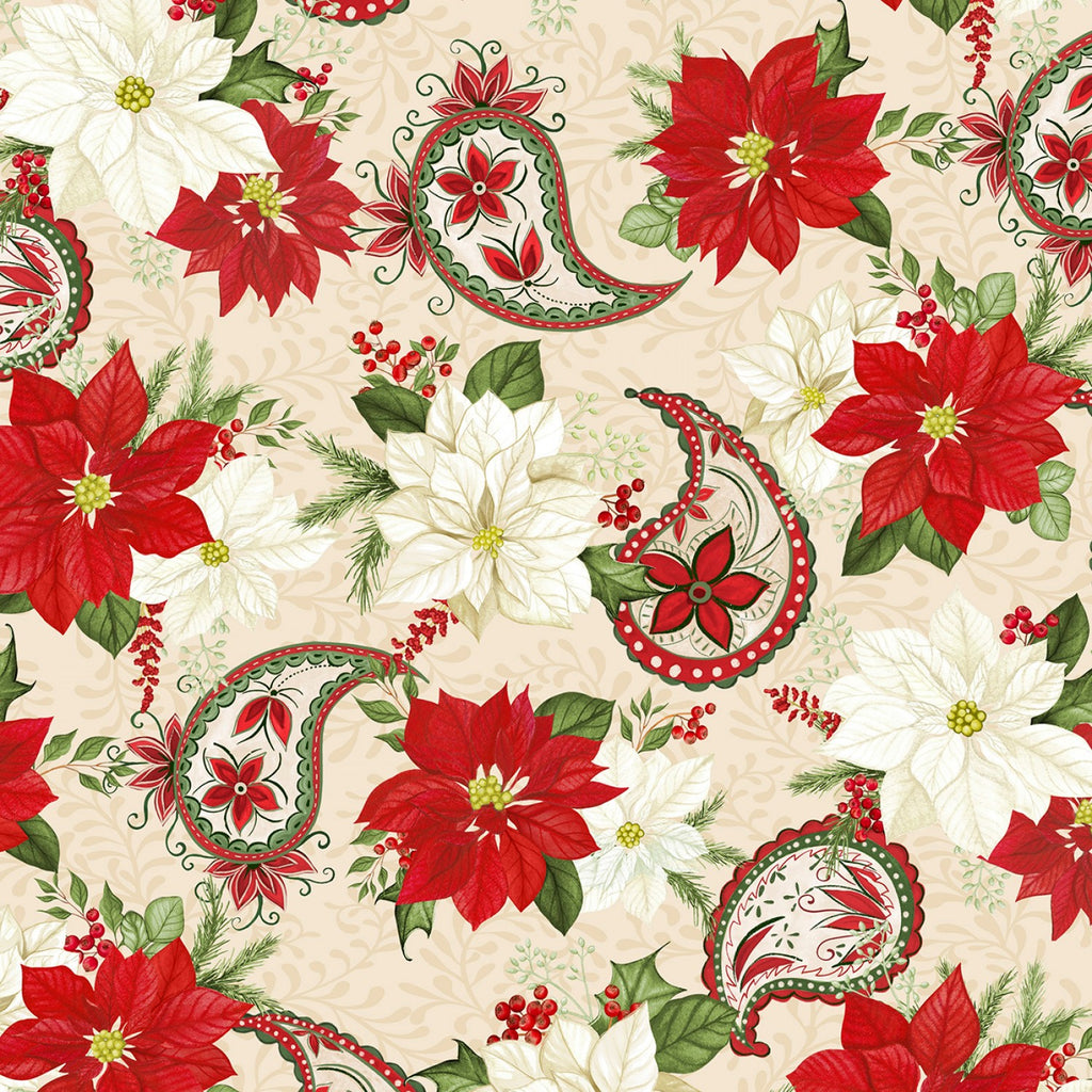 Tartan Holiday  Wilmington Prints  Danielle Leone  Cream Paisley  Floral