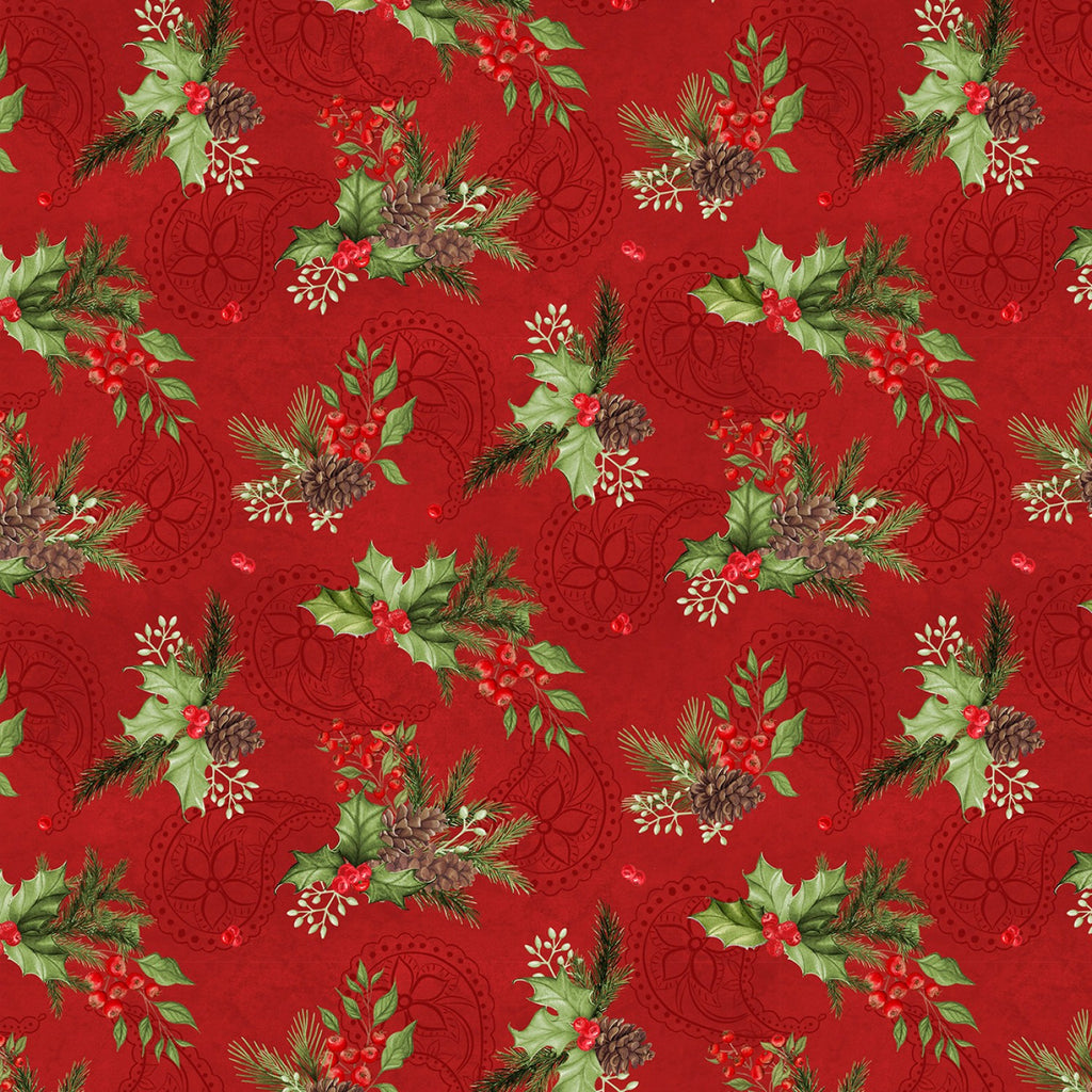 Tartan Holiday  Wilmington Prints  Danielle Leone  Red Foliage Toss