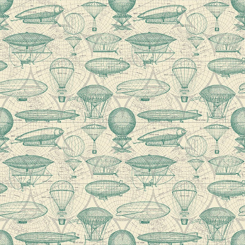 airships Time Travel by Blank Quilting Blue prints