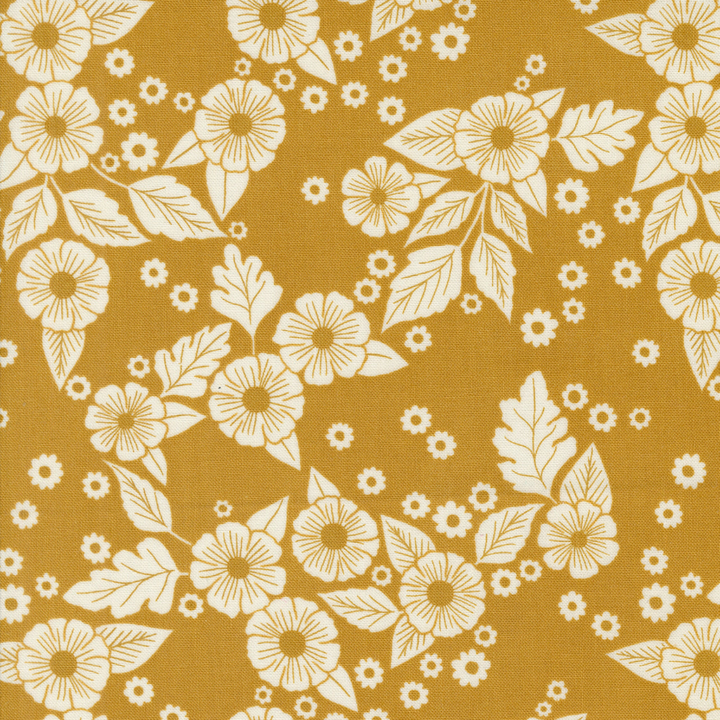 Field of Flowers Katharine Watson Moda Fabrics Floral Scatter Florals Goldenrod White Gold 