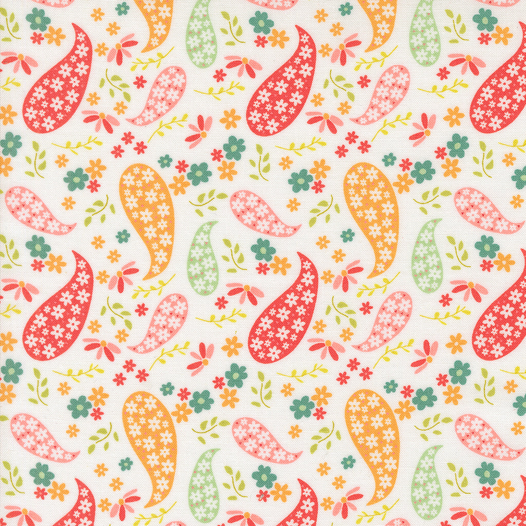 Raspberry Summer   Sherri & Chelsi - Moda Fabrics - Cloud - Paisley and flowers - Red - Green  - Pink - Gold