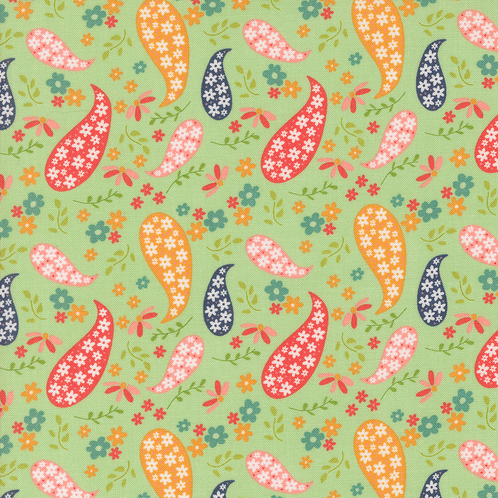 Raspberry Summer   Sherri & Chelsi - Moda Fabrics - Mint- Paisley and flowers - Red - Blue - Green  - Pink - Gold