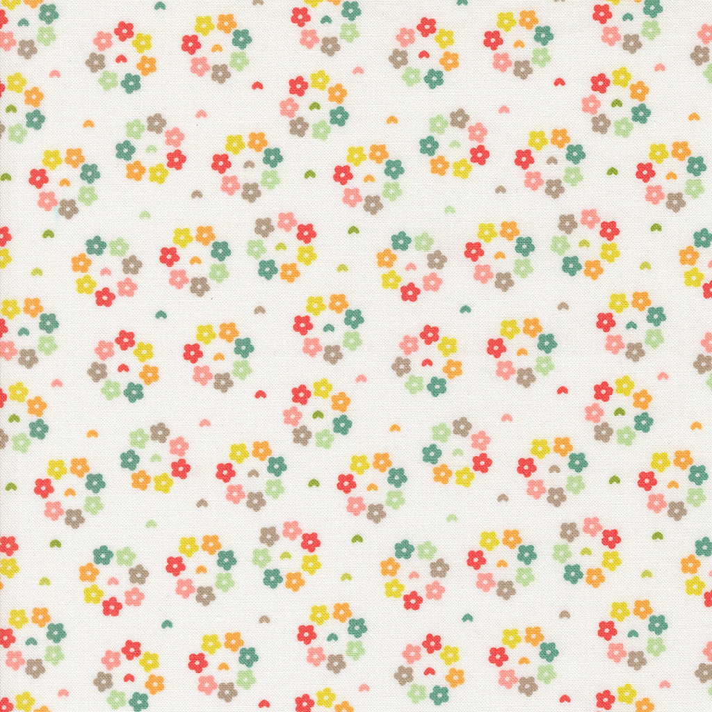 Raspberry Summer   Sherri & Chelsi - Moda Fabrics - Cloud - Rosy Small Floral- Orange - Yellow - Red - Green - Blue - White