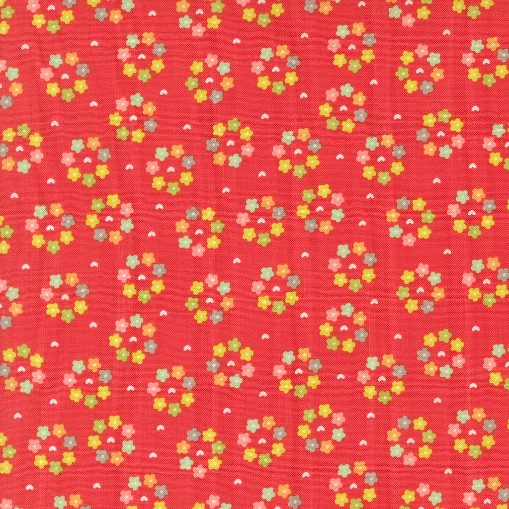 Raspberry Summer   Sherri & Chelsi - Moda Fabrics - Raspberry - Rosy Small Floral- Orange - Yellow - Red - Green - Blue - White