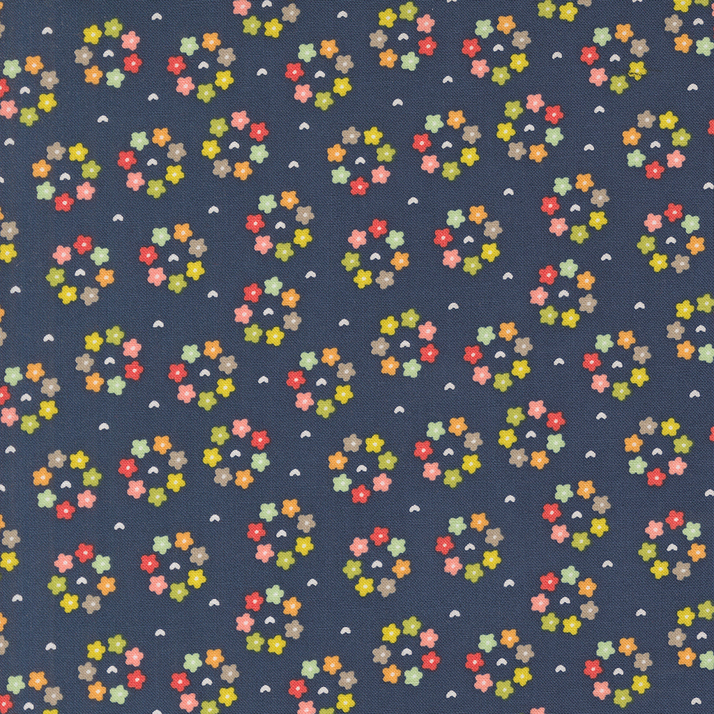 Raspberry Summer   Sherri & Chelsi - Moda Fabrics - Blueberry - Rosy Small Floral- Orange - Yellow - Red - Green - Blue - White