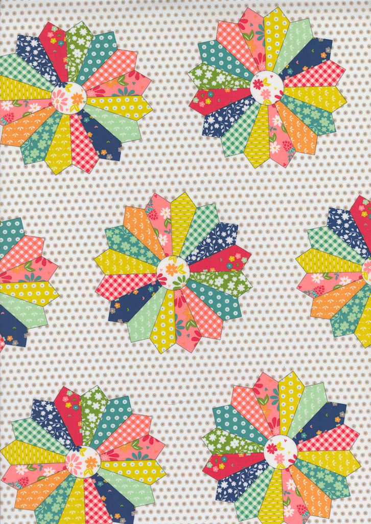 Raspberry Summer - Sherri & Chelsi - Moda Fabrics - Dresden Cheater - 60" wide - Multi color - Green - White- Red - Blue - Pink - Yellow - Orange 