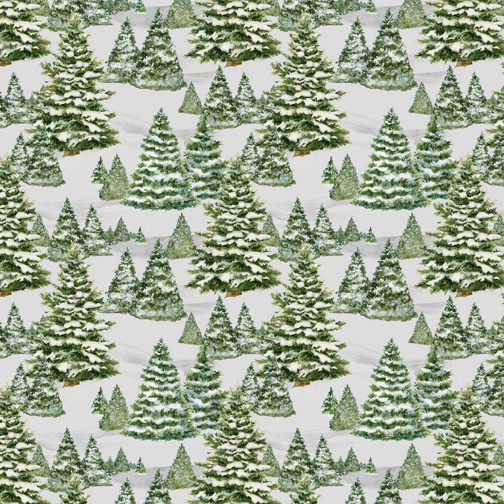 Frosty Frolic Susan Winget Wilmington Prints Light Gray Trees All Over White Light Gray Green 