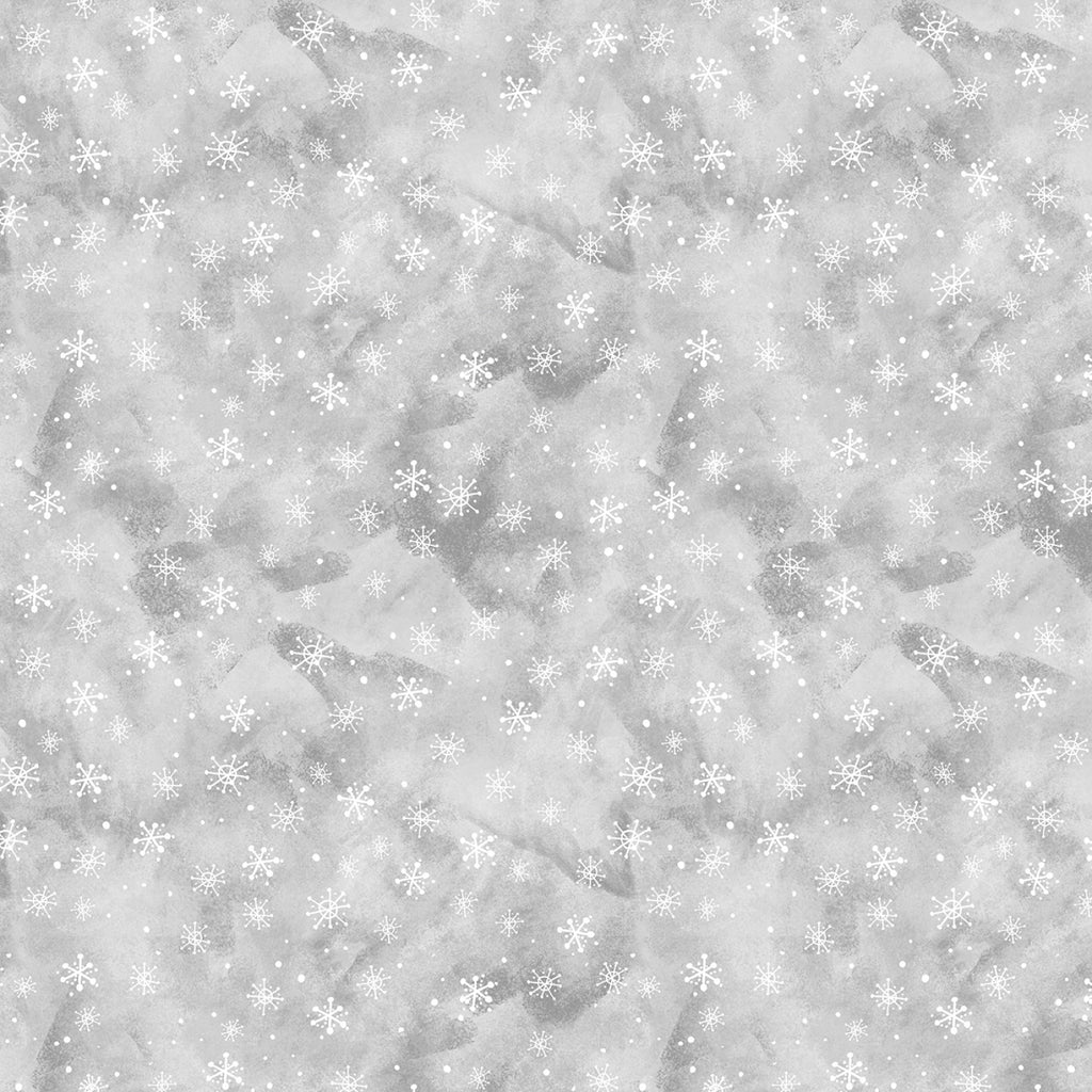 Frosty Frolic Susan Winget Wilmington Prints Gray Snowflakes White Gray