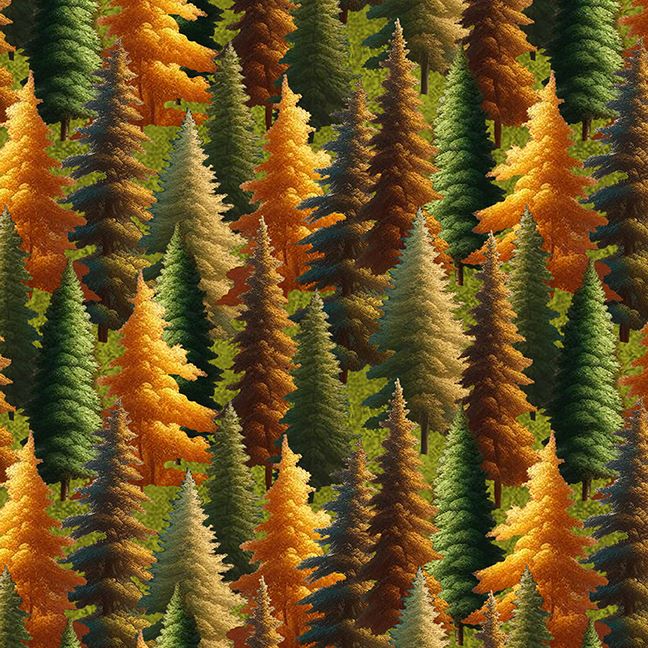 Wilderness Song - Blank Quilting - Marilyn Lee - Forest Trees  - Green - Rust - Brown - Tan