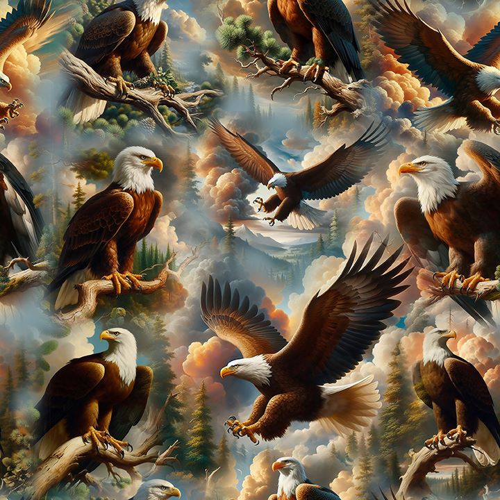 Wilderness Song - Blank Quilting - Marilyn Lee - Eagles - Blue - Green - Rust - Brown - Tan