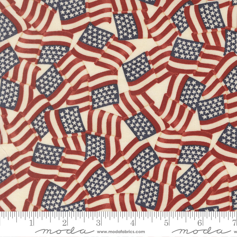 America 250 Years - Parchment - 56180 11 - Moda -patriotic - Americana - flags - waving flags