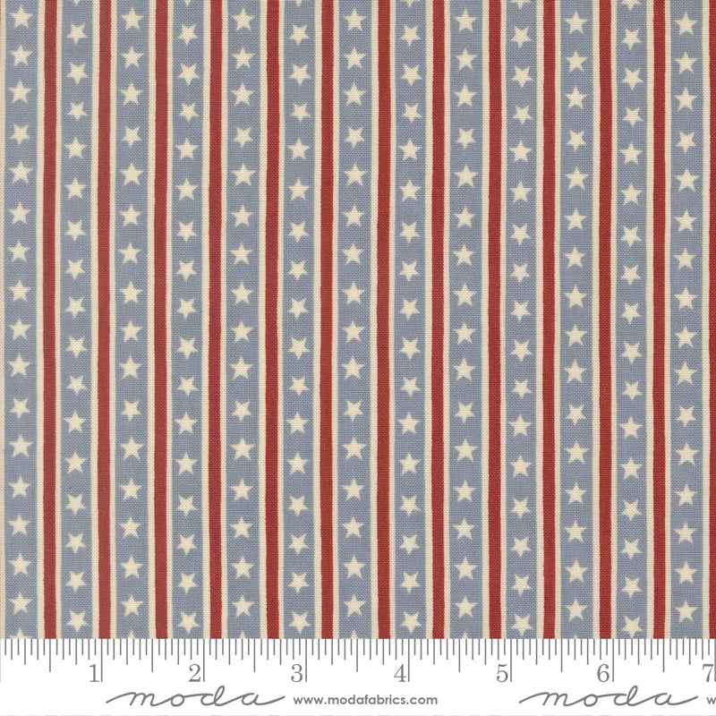 America 250 Years - Steel Blue - 56184 26 - Moda - Stars In Stripes Stripes