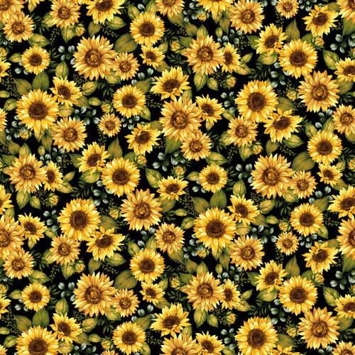 Seeds of Gratitude  Art Loft  Studio e  Large Sunflower  Yellow  Black  White Green