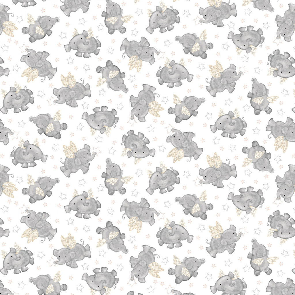 Moonlit Dreams - Victoria Hutto - Studio E - Grey Tossed Elephants- Gray- Yellow - White