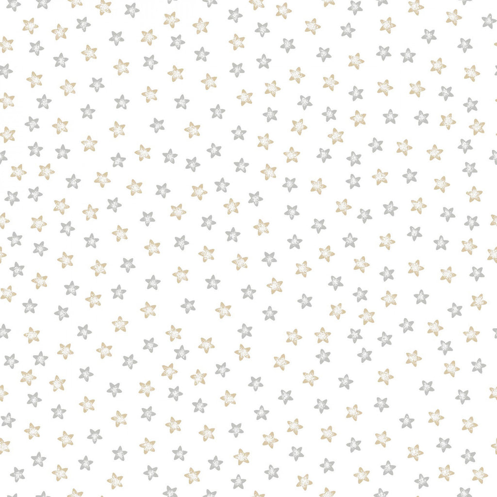 Moonlit Dreams - Victoria Hutto - Studio E - White Tossed Stars - Gray- Yellow - White