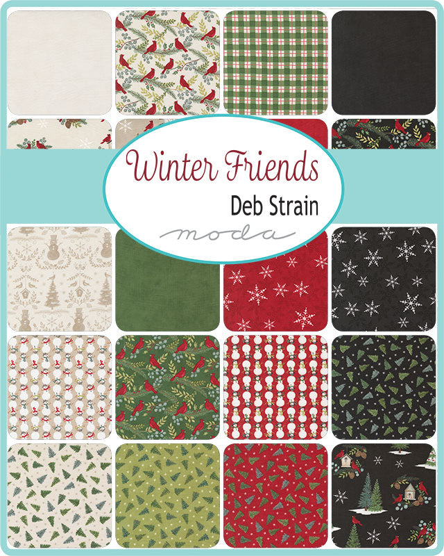 Moda - Winter Friends - layer cake - Deb Strain - cardinal - quilting fabric - 56130lc - Christmas - 10" squares