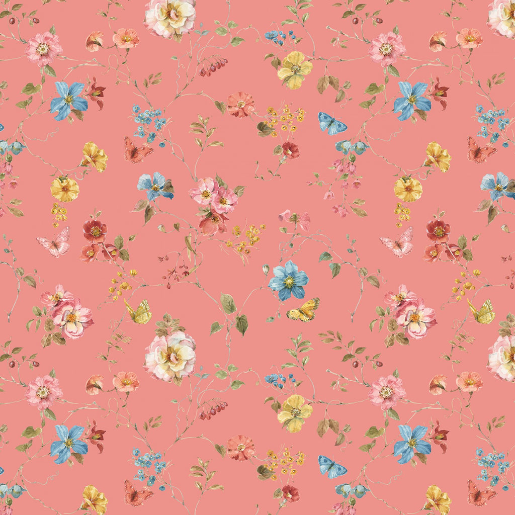 Countryside  Riley Blake Designs Lisa Audit Countryside Floral Coral Pink Yellow Blue Cream Green