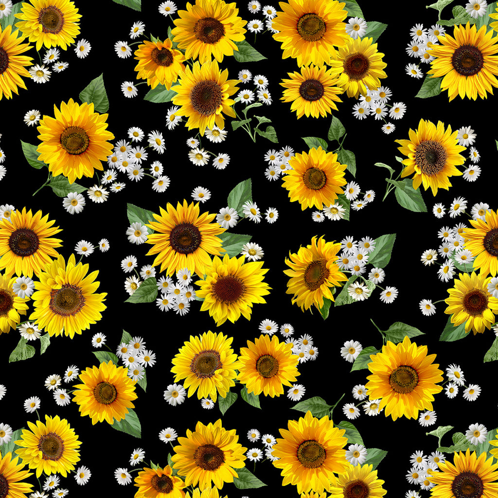 Advice from a sunflower, Black Sunflowers & Daisies Bouquets # CD2924-BLACK