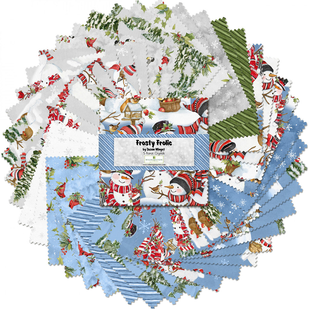 Frosty Frolic Susan Winget Wilmington Prints  5" Squares  Charm Pack Pre-Cuts White Red Green Blue Black