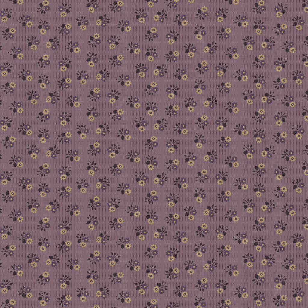 Marcus Fabrics - Plumberry Farms - Pam Buda - Floral - Plum Stripes & Flowers  - Plum