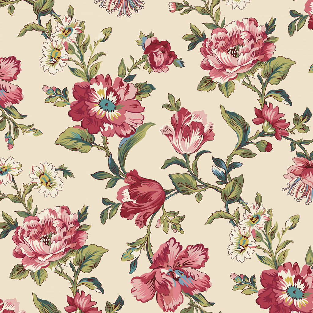 Midnight Meadow  Smithsonian Institution Collection Marcus Fabrics  Cream Bold Bloom  Cream Navy  Pink  Green  White