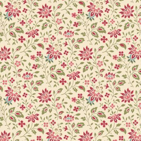 Midnight Meadow  Smithsonian Institution Collection Marcus Fabrics  Tan Floral Spray    Pink  Green  Cream