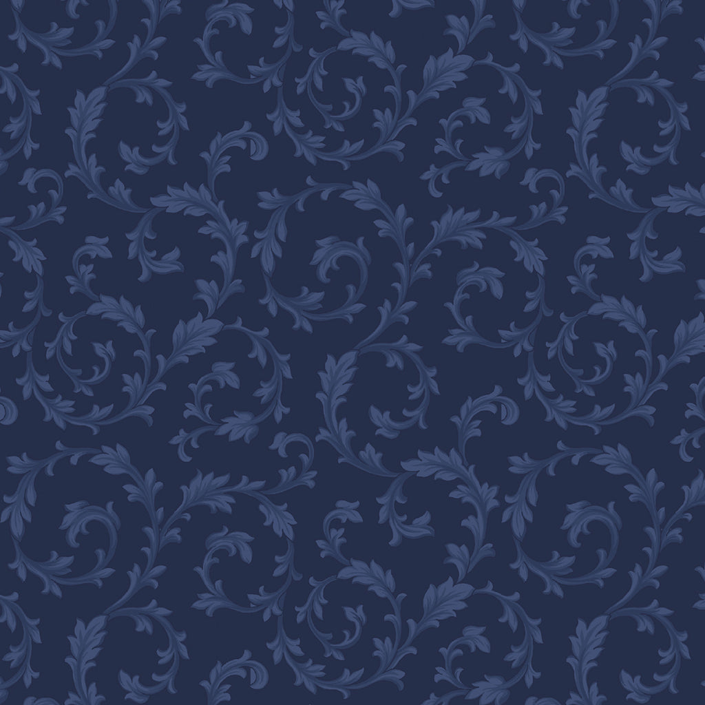 Midnight Meadow  Smithsonian Institution Collection Marcus Fabrics  Navy Scroll  Navy