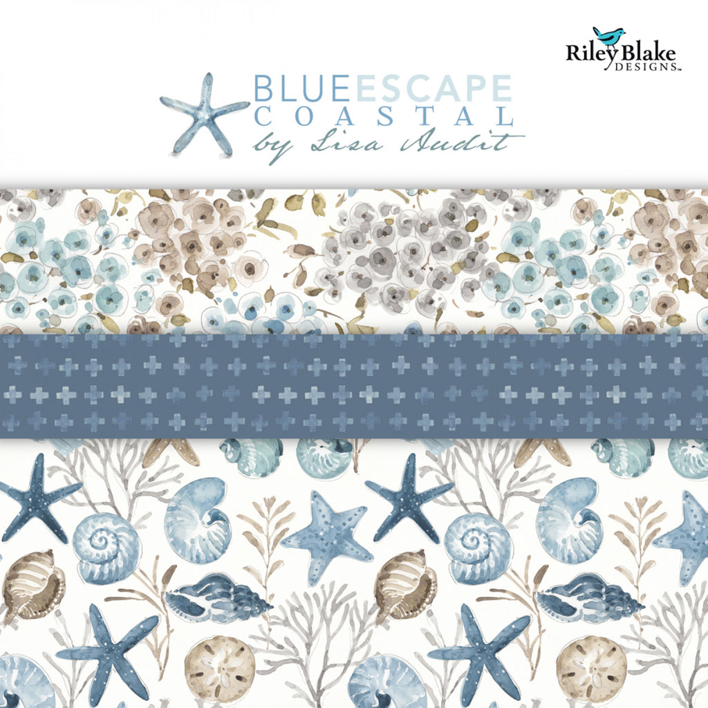 Blue Escape Coastal Riley Blake Lisa Audit 2 1/2" Strips