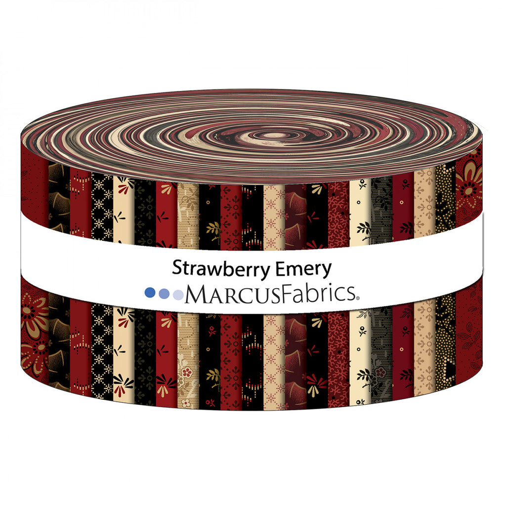 Marcus Fabrics  Strawberry Emery  Pam Buda  2 1/2" Strips  Jelly Roll  Red  Black  Beige