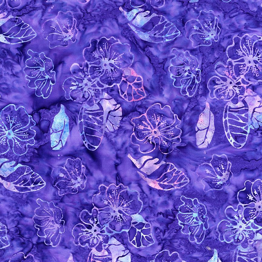 Dreamer  Tonga Batiks  Timeless Treasures  Grape  Painted Flowers  Purple