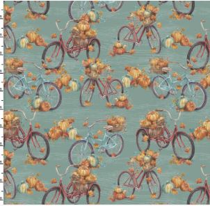 Pumpkin Please  Courtney Morgenstern 3 Wishes  Bicycles Teal Rust Orange 