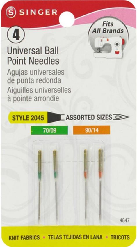 SINGER Regular Ball Point Sewing Machine Needles, Size 90/14 - 4 Count