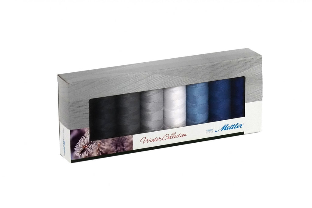 winter collection thread metler grey thread blue thread white thread thread set